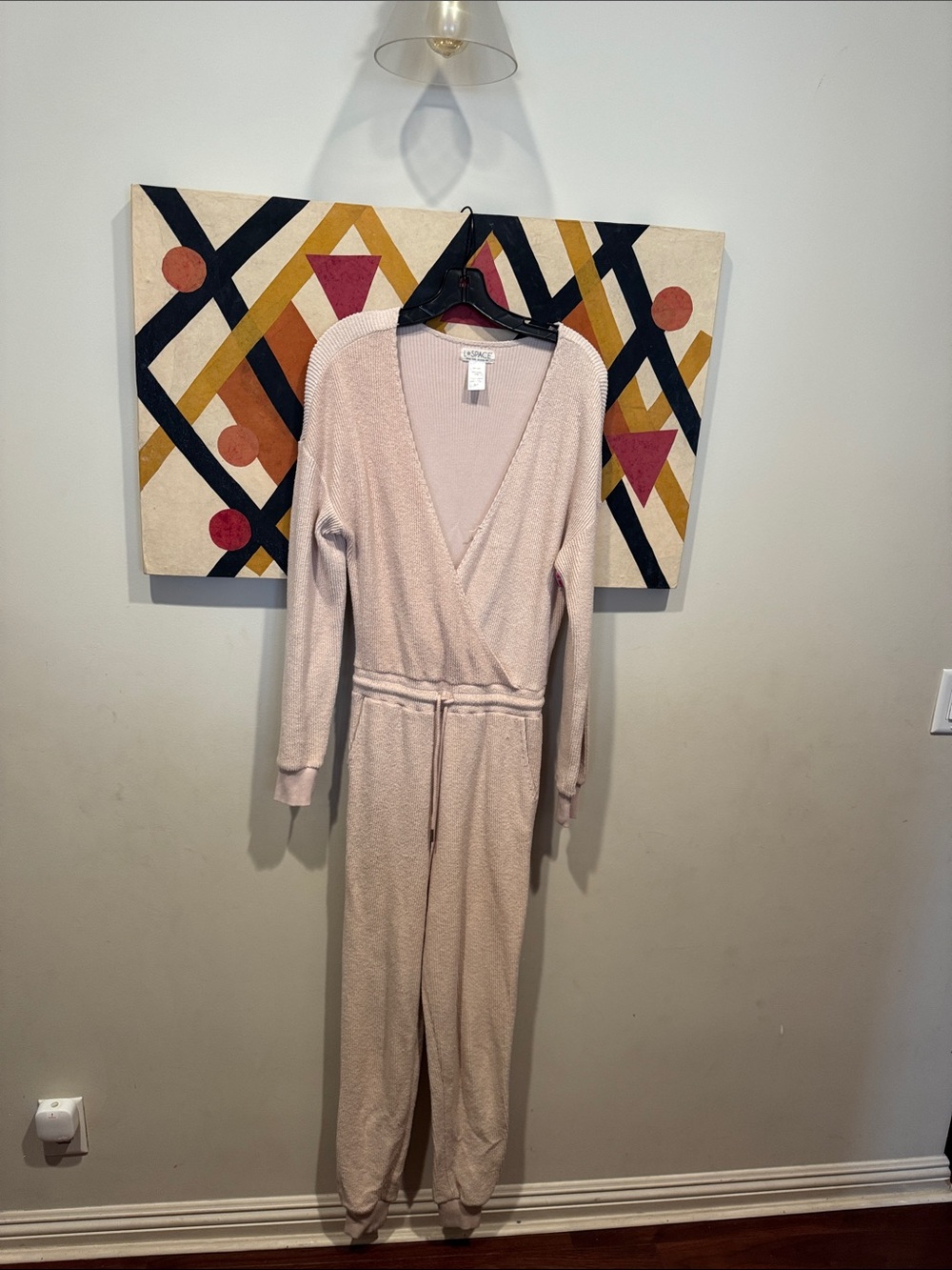 l*space Light Pink Long-Sleeve Jumpsuit with Drawstring Waist